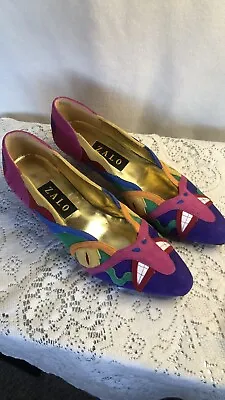 $42.50 • Buy Zalo Mid Heel Shoes Colorful Art Suede Size 8