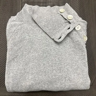 J Crew Women’s Gray Sweatshirt- Pull Over WButton Detail Neck That You Can Open • $11.50