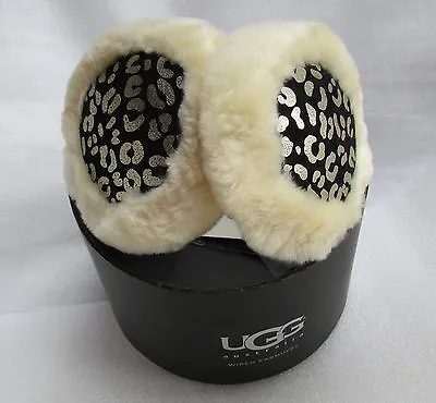 £92.72 • Buy UGG Wired Earmuffs Shearling Black Silver Leopard New