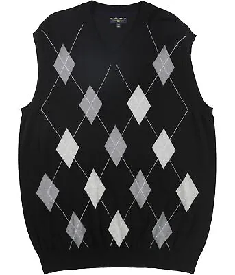 Club Room Mens Merino Wool Argyle Sweater Vest Black XLT • $45.41