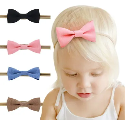 $6.99 • Buy 4Pcs Cute Girl Baby Toddler Infant Flower Headband Hair Bow Band Accessories