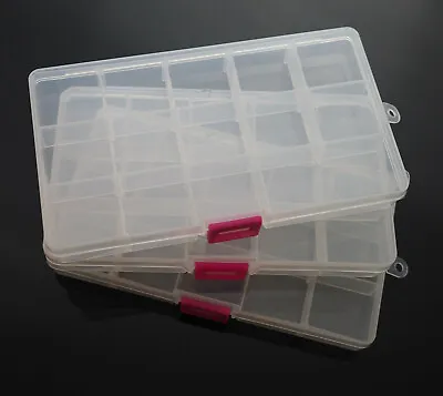 3-Pack Jewelry Box Clear Plastic Bead Storage Container Earrings Grids Organizer • $8.29