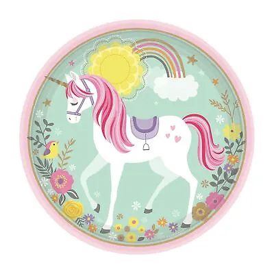 8 X 23cm Multicoloured Magical Unicorn Fun Birthday Party Tableware Paper Plates • £5.77