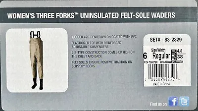 Cabela’s / Herter’s - Women’s Three Forks Uninsulated Felt-Sole Waders (Size 6) • $12.06