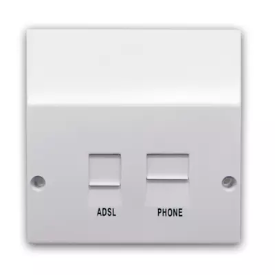 ADSL Filtered BT / RJ11 Phone / Network Microfilter White Twin Socket Faceplate • £13.66