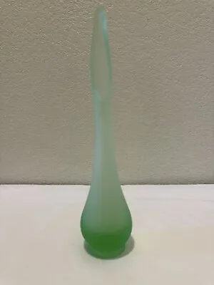 Viking Glass Epic Frosted Satin Spring Green Bud Swung Vase 10.75” • $79