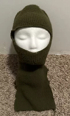 VINTAGE Wigwam WINTER SKI SNOW SNOWMOBILE FACE MASK OSFM USA Army Green Acrylic • $10.97