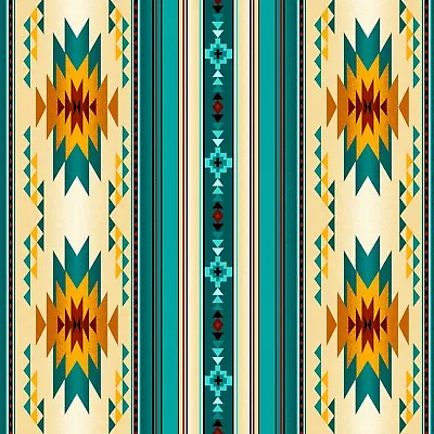 Fabric Mexican Serape Turquoise Mini Stripe Cotton By ELIZABETH 1/4 Yd 621-TURQ • $1.99