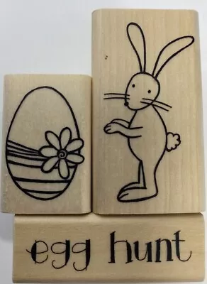 A Muse Bunny Egg Hunt Easter LOT Of 3 Rubber Stamps 2-2210D 2-2211B 4-2889B • $6.75