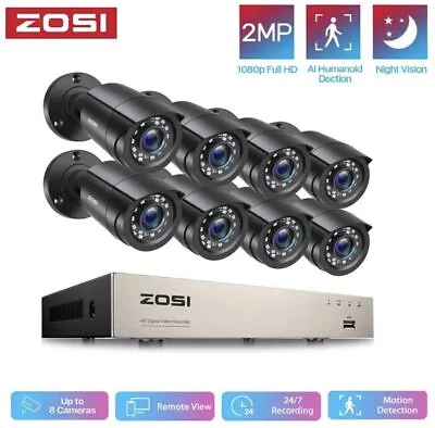 ZOSI H.265+ 8CH 5MP Lite DVR 2MP Outdoor Home Video Surveillance Camera System • $155.99