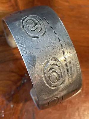 Exquisite  Silver  Haida Bracelet Rare Wasgo “Sea Wolf”  Victor C. Adams Mark • $898