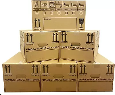 20 X STRONG LARGE CARRY HANDLE Cardboard House Moving Boxes -Removal Packing Box • £16.99