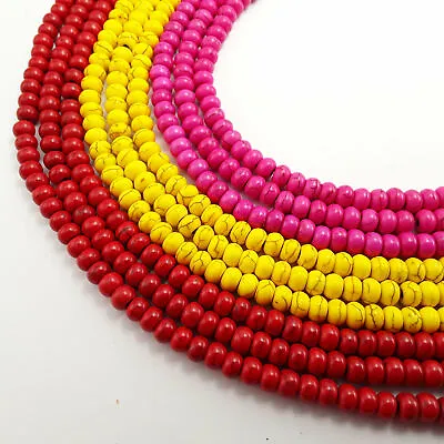 Red / Yellow / Pink Howlite Turquoise Smooth Rondelle Beads 4x6mm 15.5  Strand • $5.49