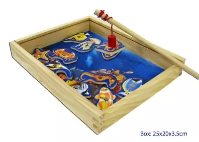 £13.09 • Buy NEW WOODEN Magnetic Fishing Game In Box - 1 Rod & 12 Pieces To Fish - 25 X 20cm