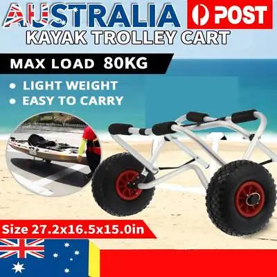 Portable Kayak Trolley Canoe Adjustable Aluminium Wheel Cart Carrier 80KG • $49.89