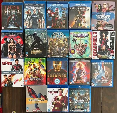 Marvel & DC Super Hero BLU RAY X 19  Bundle Avengers/Iron Man/Batman/Deadpool… • £24.99