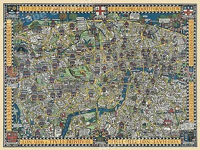 1927 London Underground Stations Historic Vintage Style Wall Map - 20x28 • £14.44