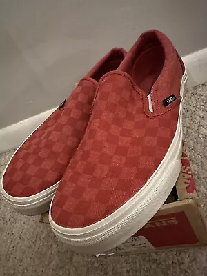 Vans Shoes “Classic” SLIP ON Checkered Red “Washed Ed.” Authentic Men 10.5 • $35