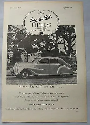 1949 Vanden Plas Princess Original Advert No.1 • $7.66