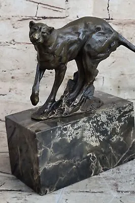 Bronze Handcrafted Mountain Lion Sculpture Wildlife Art Metal Cougar Puma Figure • $249