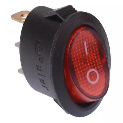 Red Illuminated On-Off Oval Rocker Switch SPST 230V • £3.09