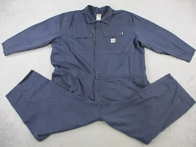 Carhartt Coveralls Mens 60 Short Blue Flame Resistant FR Mechanic Body Suit Big  • $40