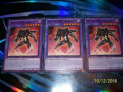 3x Masked HERO Dark Law 1st Edition Common LEHD-ENA35 Yu-Gi-Oh! • $4.45