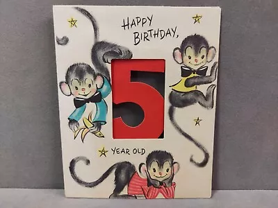 Vintage Die Cut Birthday Card 1950s Happy Birthday 5 Year Old Used Hallmark Card • $4.35