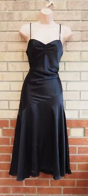 £24.99 • Buy Topshop Black Satin Cami Split Side A Line Midi Flippy Party Elegant Dress 6