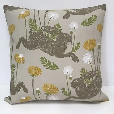 March Hare Cushion Cover Dandelion Yellow Beige Rabbit Fabric 16  Double Sided • £10.50