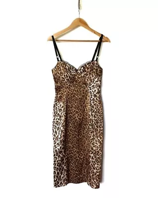 Vintage Dolce & Gabbana Leopard Print Slip Wiggle Dress Size XS S 90's Y2K D&G • £240.25