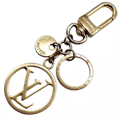 LOUIS VUITTON M68000 Porte Cles LV Circle Bag Charm Keyring Metal Gold • $154.99