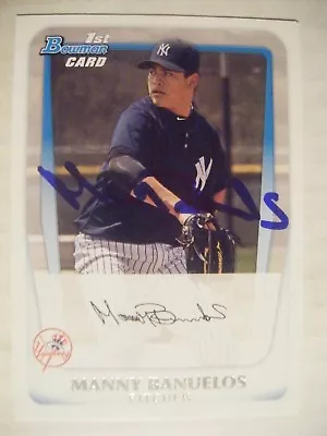 MANNY BANUELOS Signed YANKEES DODGERS 2011 Bowman Baseball Card AUTO BRAVES BP44 • $5.95