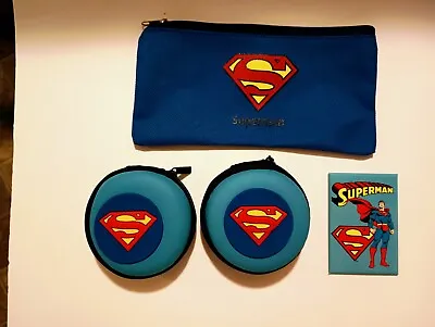 Superman Bundle Pencil Case Coin Purses For Any Small Items X 2..1 Fridge Magnet • £16.53