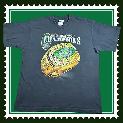 Vtg NFL 1997 Green Bay Packers Super Bowl XXXI Champions Ring T-Shirt Sz Mens XL • $28