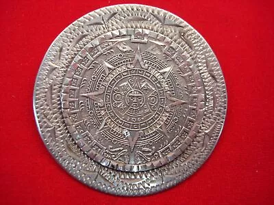 Vintage Sterling Silver Mayan Calendar Pin/pendant 2  - Mexico - Nice - Signed • $39.95