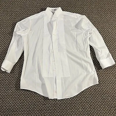 Kyle Thomas 16/L Men's Pleat Wing Collar Tuxedo Shirt 1/6  White Formal • $17.99