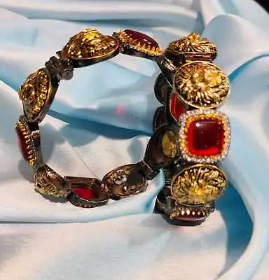 Sabyasachi Indian Wedding Style Kundan Choker/Vintage Elephant Indian Bangle Set • $34