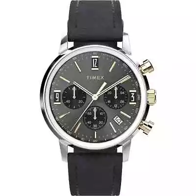 Timex Marlin Chronograph Tachymeter 40mm Leather Strap Watch TW2W51500 • $155