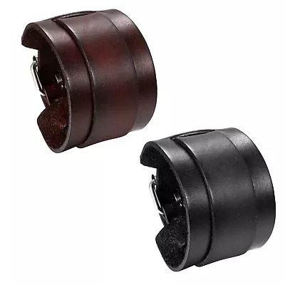 Men Gothic Wide Genuine Leather Belt Bangle Cuff Bracelet Wristband Adjustable A • $10.99