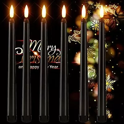 Flameless Black Taper Candles Flickering With 6h Timer Battery Operated 3d Flame • $35
