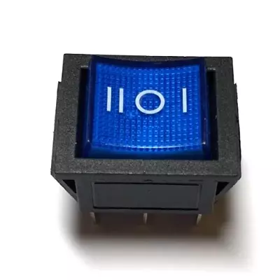 Blue Illuminated On/Off/On Large Rocker Switch  - 6 Pin / 3 Position - Free P&P • £2.49