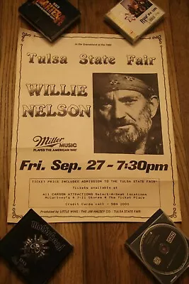 $475 • Buy Willie Nelson 1985 Concert Poster Tulsa State Fair Miller Beer