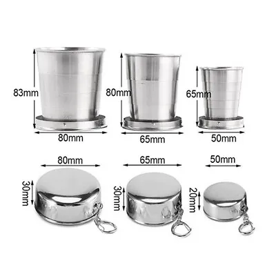 Stainless Steel Portable Outdoor Travel Folding Collapsible Cup Telescopic Mug • £3.86