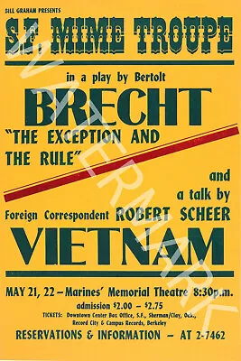 S.F. Mime Troupe - Brecht Play - 1965 Vintage Music Poster • $25.65