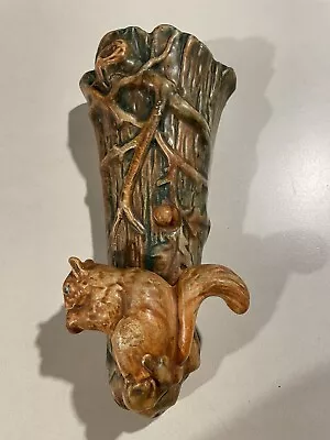 Weller Pottery Woodcraft Squirrel Wallpocket 1920-1933 Exceptional Condition • $150