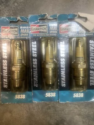 SMA3379 NEW Champion Stainless Spark Plugs LOT Of 3 5830 Outboard Motor Marine  • $9