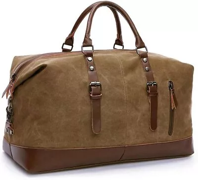 TILEMALL Oversized Canvas Holdall Travel Carry On Duffel Bags Plus Handbag • £33.10