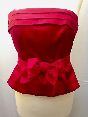 COAST Red Strapless Bustier EVENING TOP SIZE 8 Cocktail Party Theatre • £12