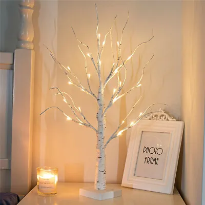 £10.92 • Buy White Christmas Tree Easter Birch Tree Xmas Ornament With Warm White LED Lights
